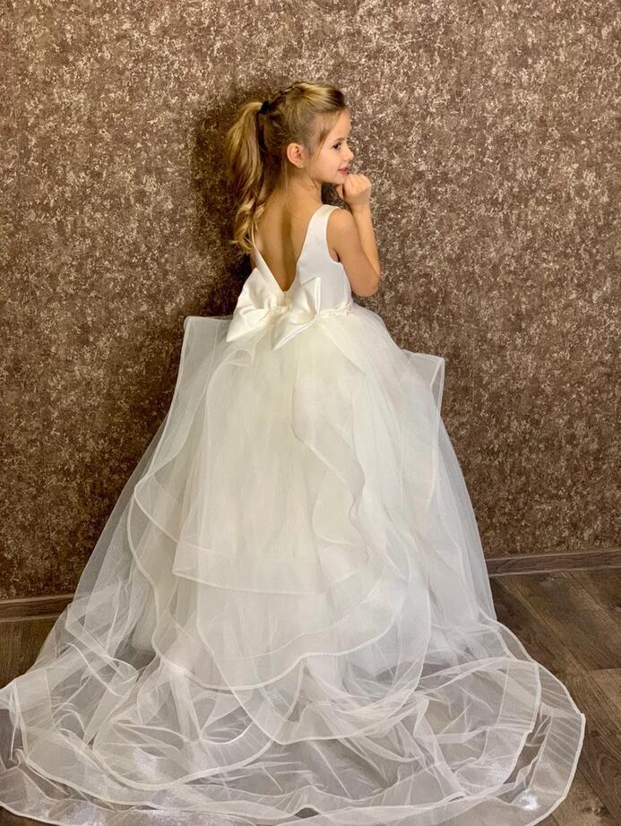 A-line Sleeveless Flower Girl Dresses with Tulle and Appliques - Simple Jewel