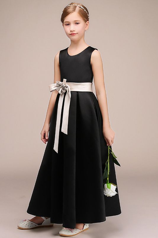 Black Jewel Sleeveless Flower Girl Dress