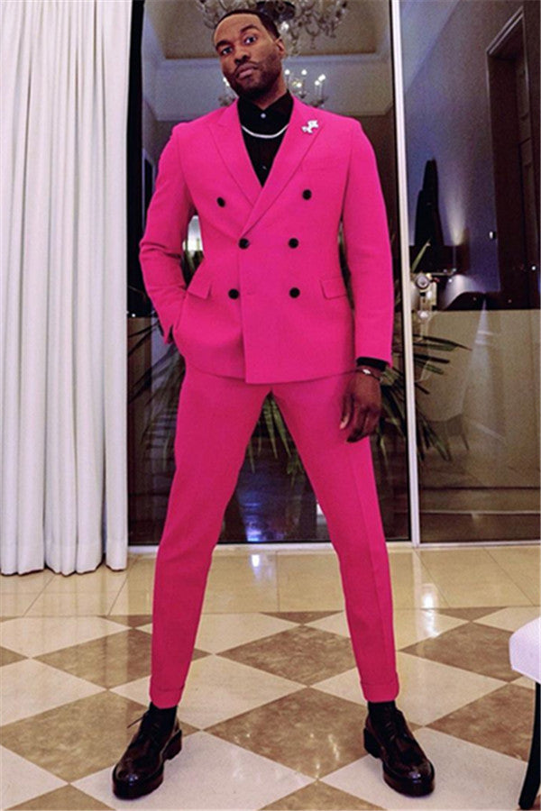 Fuchsia Peaked Lapel Ring Bearer Outfits With Two Breasted Online Newest Edition