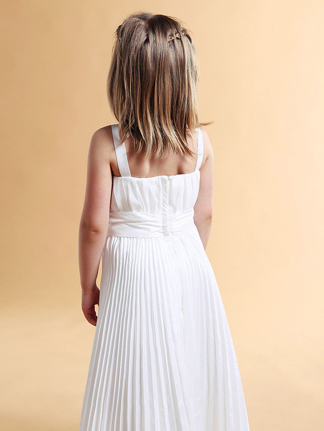 A-Line Square Neck Straps Floor-Length Flower Girl Dress Taffeta