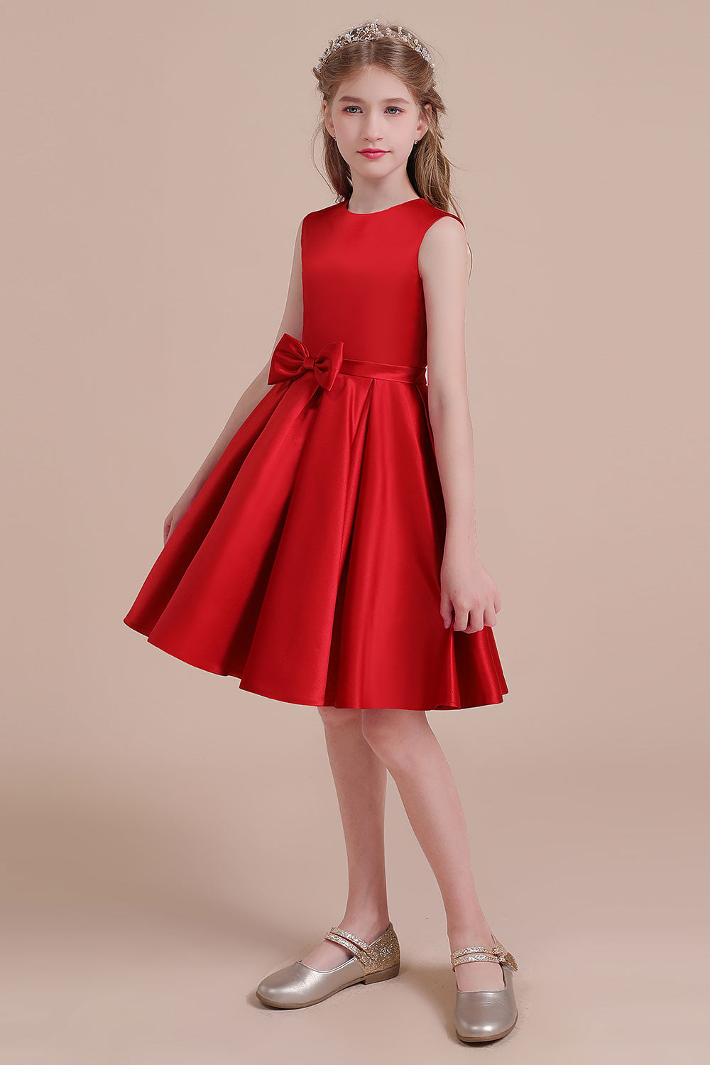 Latest A-line Satin Flower Girl Dress with Bow