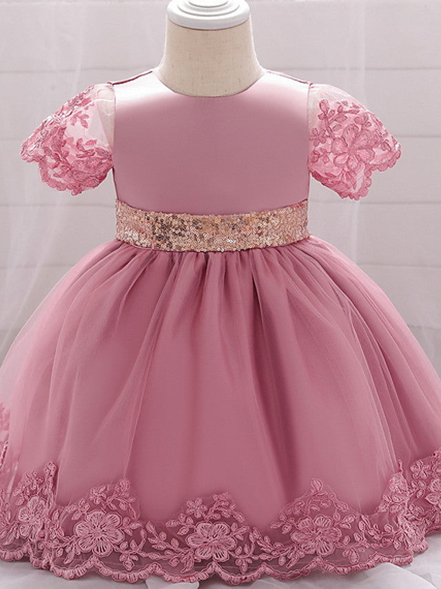 Sleeveless Jewel Neck Lace Ball Gown for Weddings and Parties