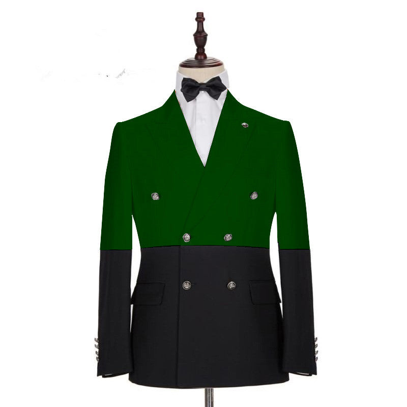 Shining Best Fitted Dark Green & Black Double Breasted Prom Tuxedo