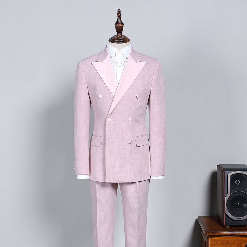 Stylish Double Breasted Pink Suit for Men - Best Fit & Peak Lapel