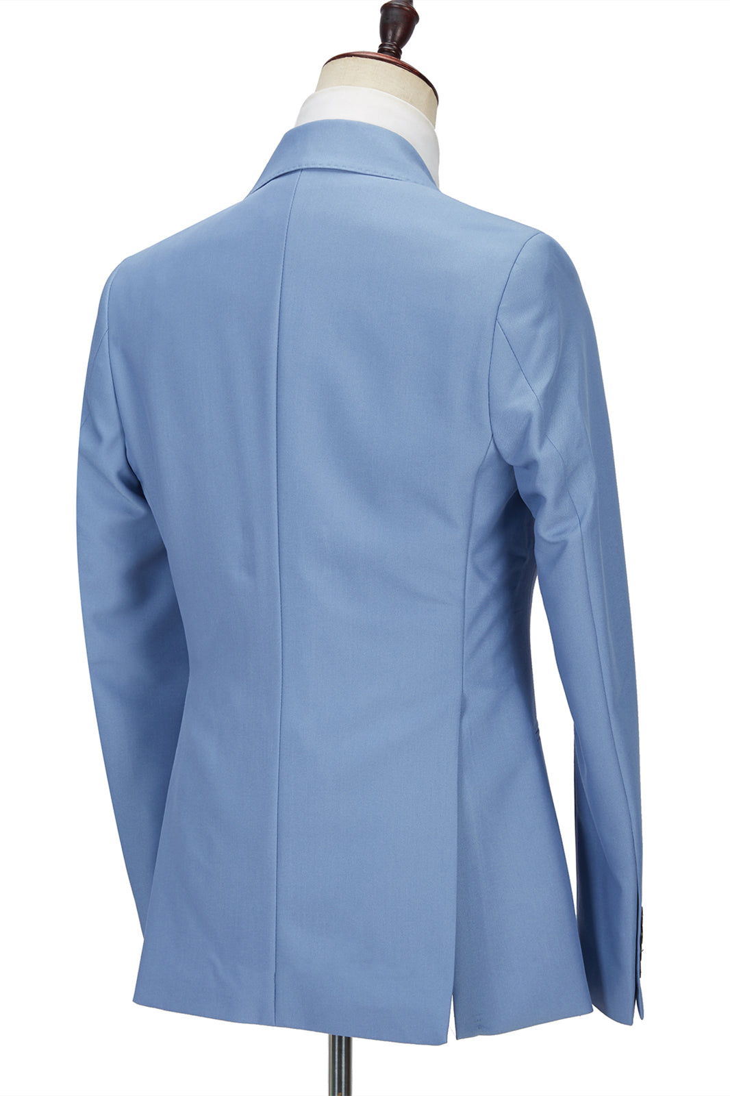 Gentle Blue Peak Lapel Men's Suit | 3 Piece Formal Suit without Flap