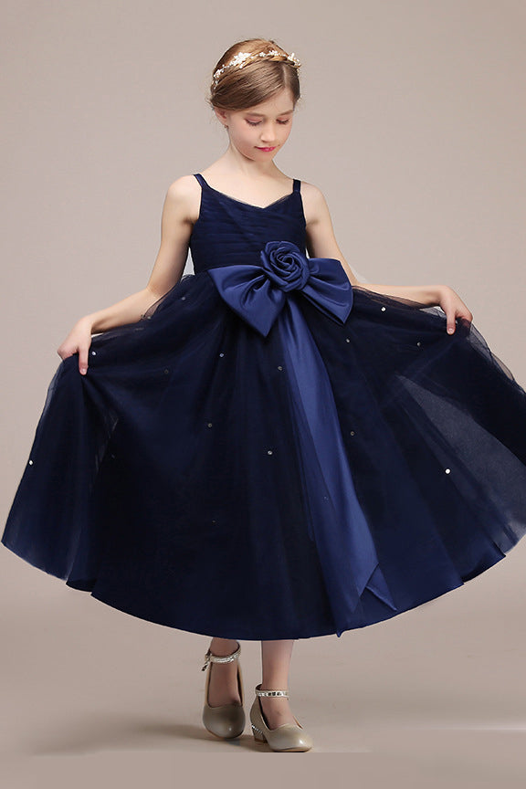 Amazing V-Neck Spaghetti Strap Flower Girl Dress in Tulle