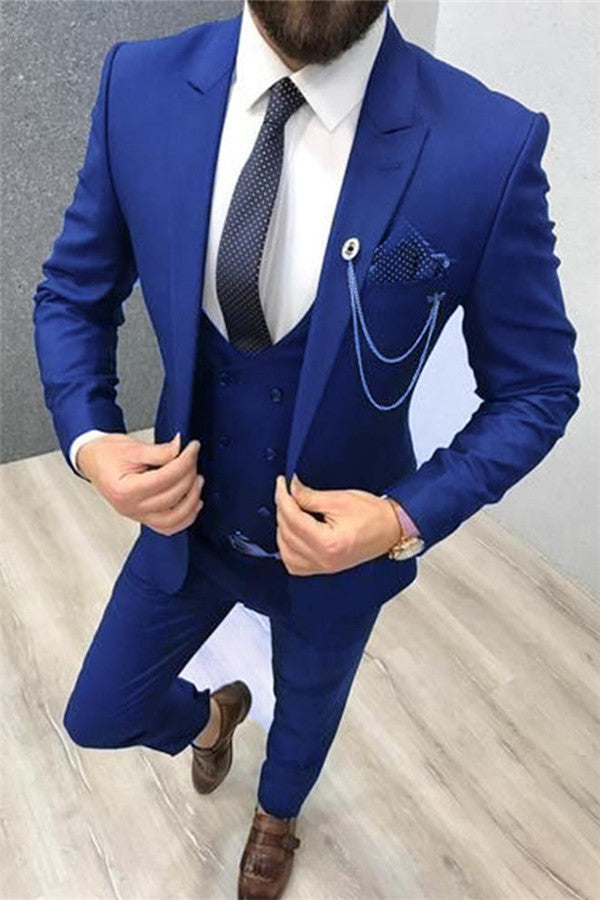 Royal Blue Tuxedo Suit for Groom - Fashion Three Pieces