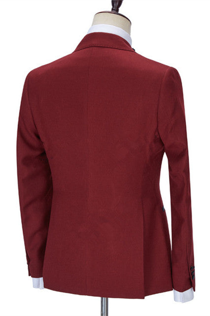Red Peaked Lapel 3-Piece Business Prom Suit for Men
