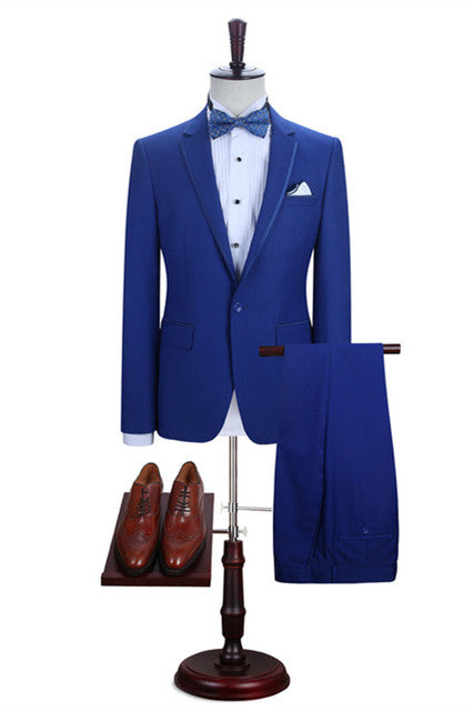 Royal Blue Abraham One Button Prom Suits - Slim Fit & Notched Lapel
