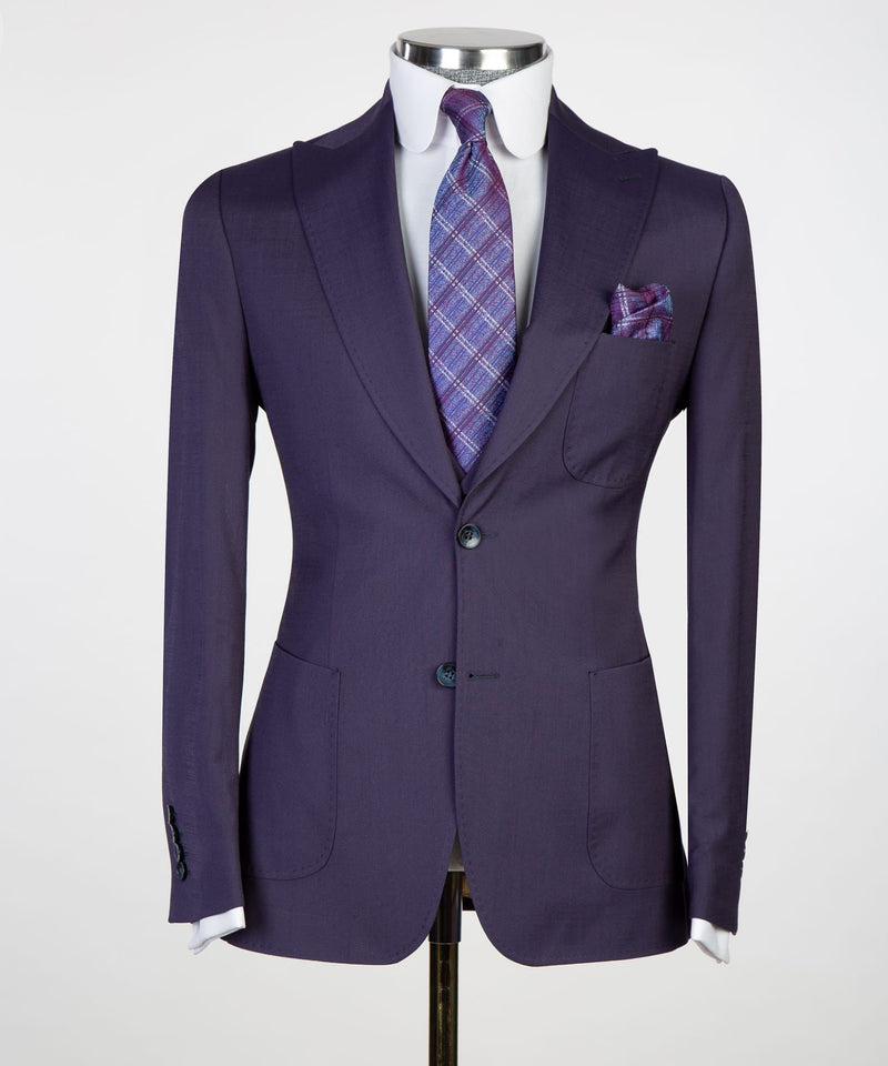 Dark Purple Best Fitted Men Suits - Dustin Chic Peaked Lapel Three Pieces