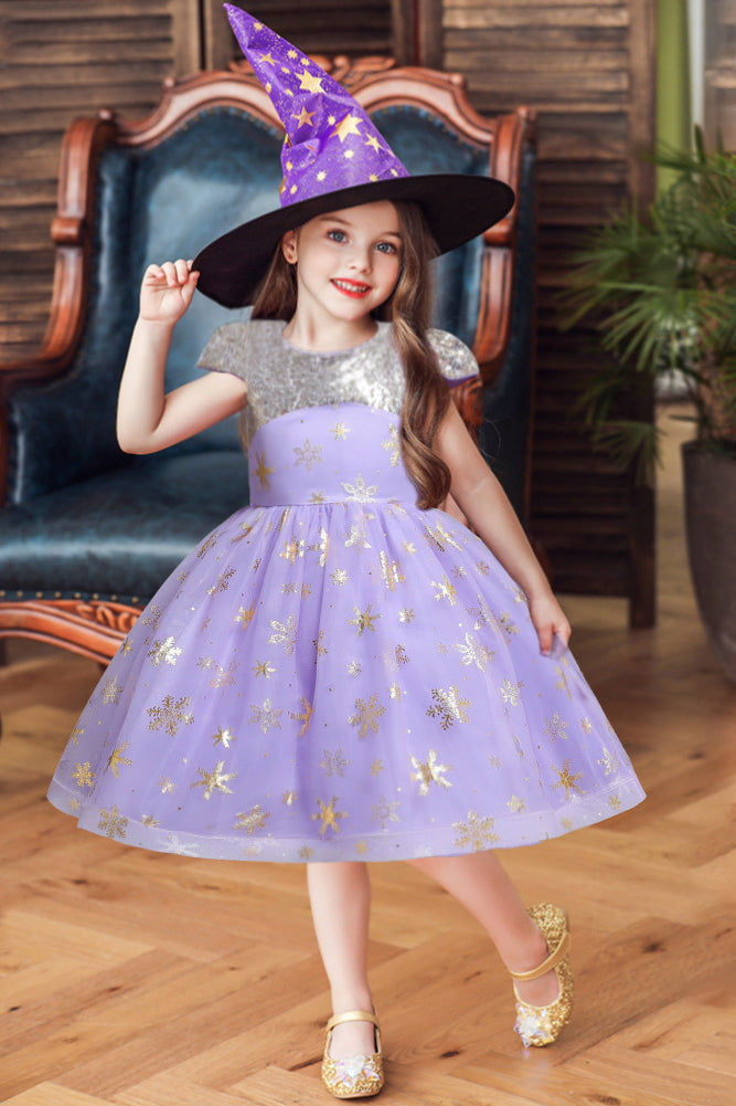 Short Red A-line Glitter Flower Girls Dress with Tulle Appliques