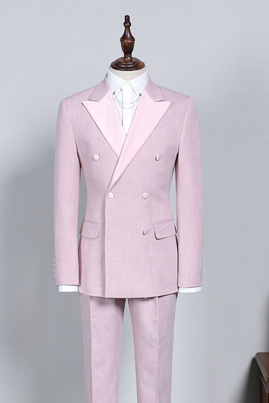 Stylish Double Breasted Pink Suit for Men - Best Fit & Peak Lapel