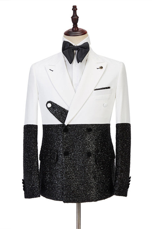 Shining White Double Breasted Prom Suits for Men - Sparkle Your Best!