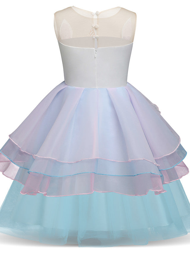 Princess Midi Party Dress Satin Tulle Embroidery & Appliques