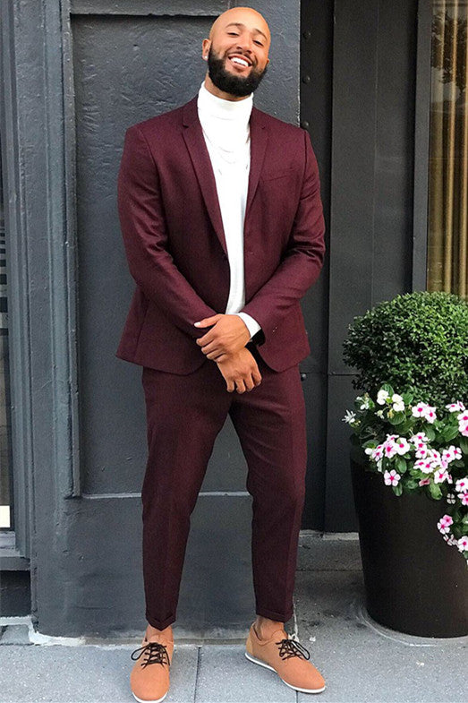 Two-Piece Handsome Prom Attire for Guys 2022 - Burgundy