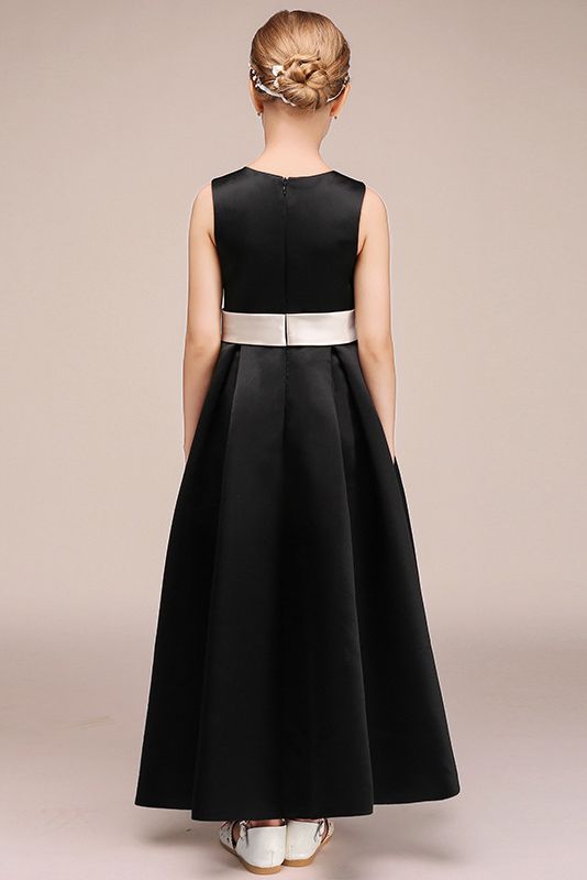 Black Jewel Sleeveless Flower Girl Dress