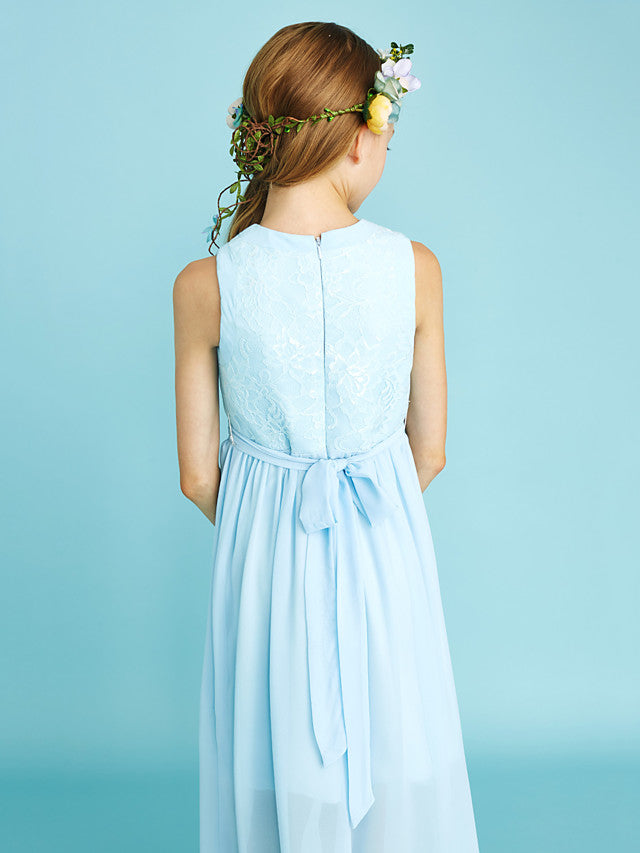 Chiffon Junior Flower Girl Dress With Pleats and Asymmetrical Neckline for Sheath Jewel Look
