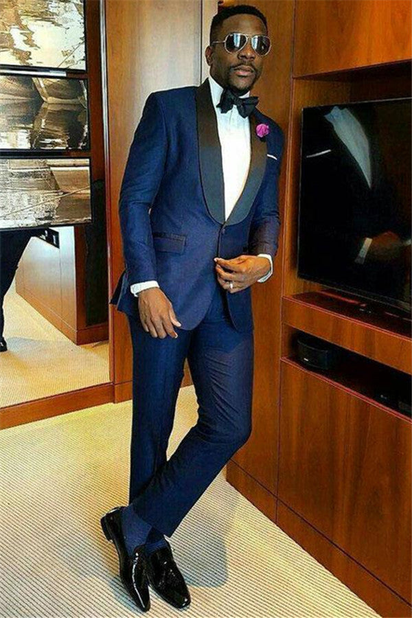 Newest Joshua Homecoming Prom Suit - Navy Blue Slim Fit with Shawl Lapel