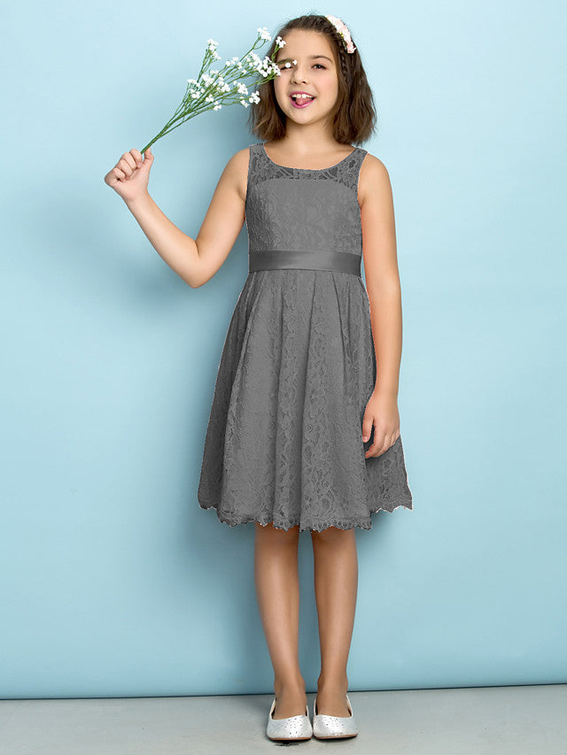 A-Line Scoop Neck Lace Junior Flower Girl Dress for Kids