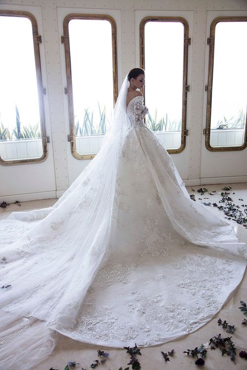 Gorgeous Off-the-Shoulder A-Line Wedding Dress with Sweetheart Neckline, Long Sleeves, and Appliques Lace Crystal