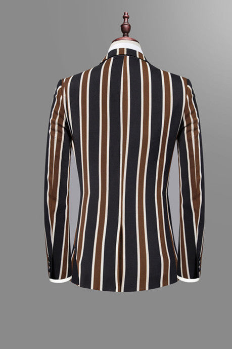 Gentlemen's 2022 Black Striped Prom Attire Online