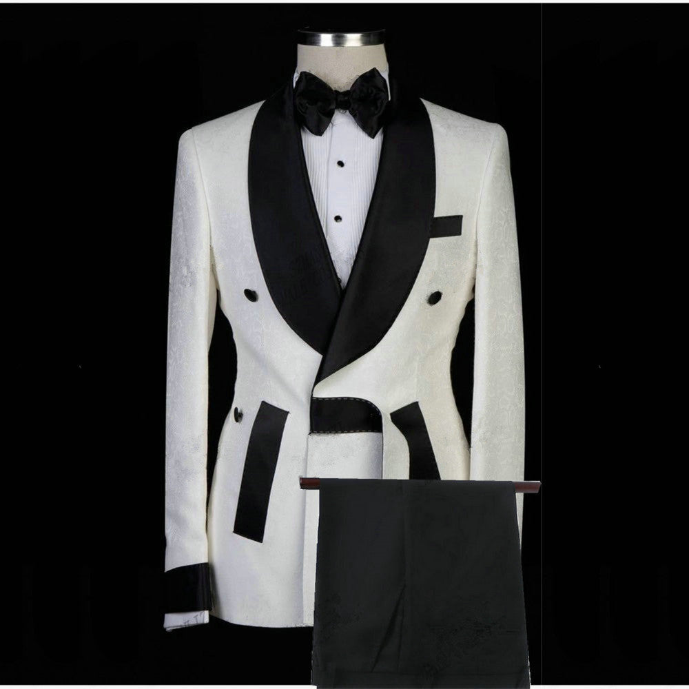 Dominick White Wedding Suit - Jacquard Shawl Lapel Fashion