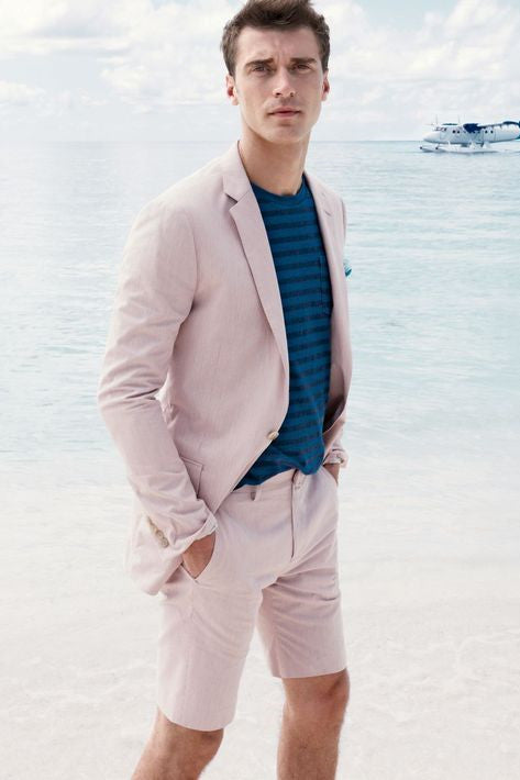 Pink Notched Lapel Groom Blazer For Summer Elegance