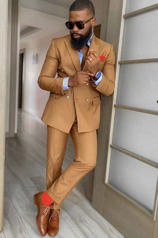 Fashion Best Fited Peaked Lapel Double Breasted Suits for Wedding Party