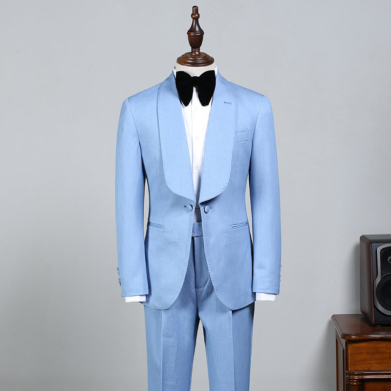 Bespoke Rock Sky Blue Wedding Suit for Bridegrooms