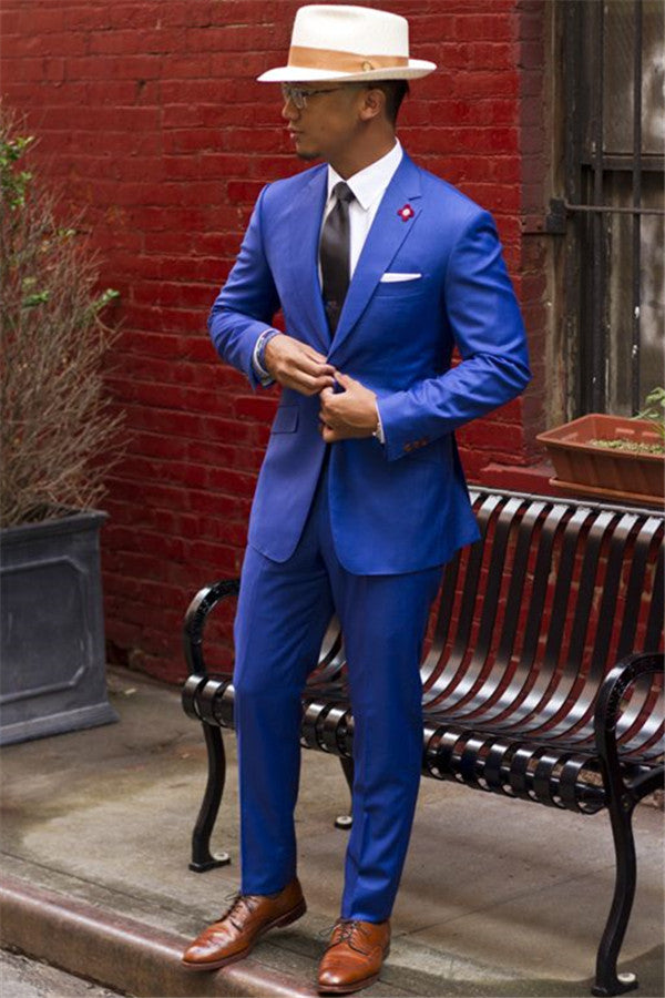 High Quality Royal Blue Prom Suit with Notched Lapel for Men