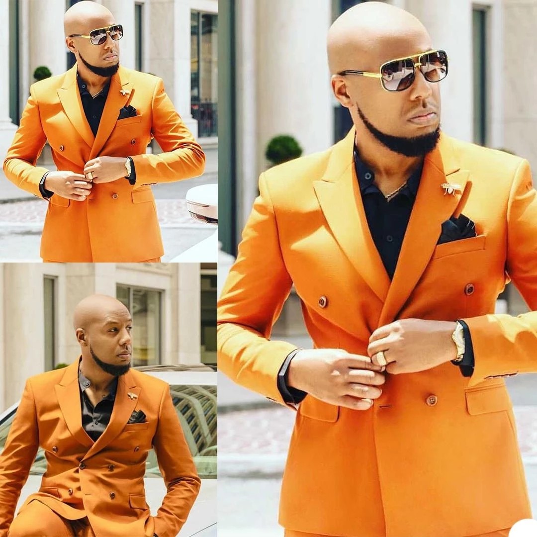 Shine in Style: Best Prom Suits for Guys with Orange Peaked Lapel