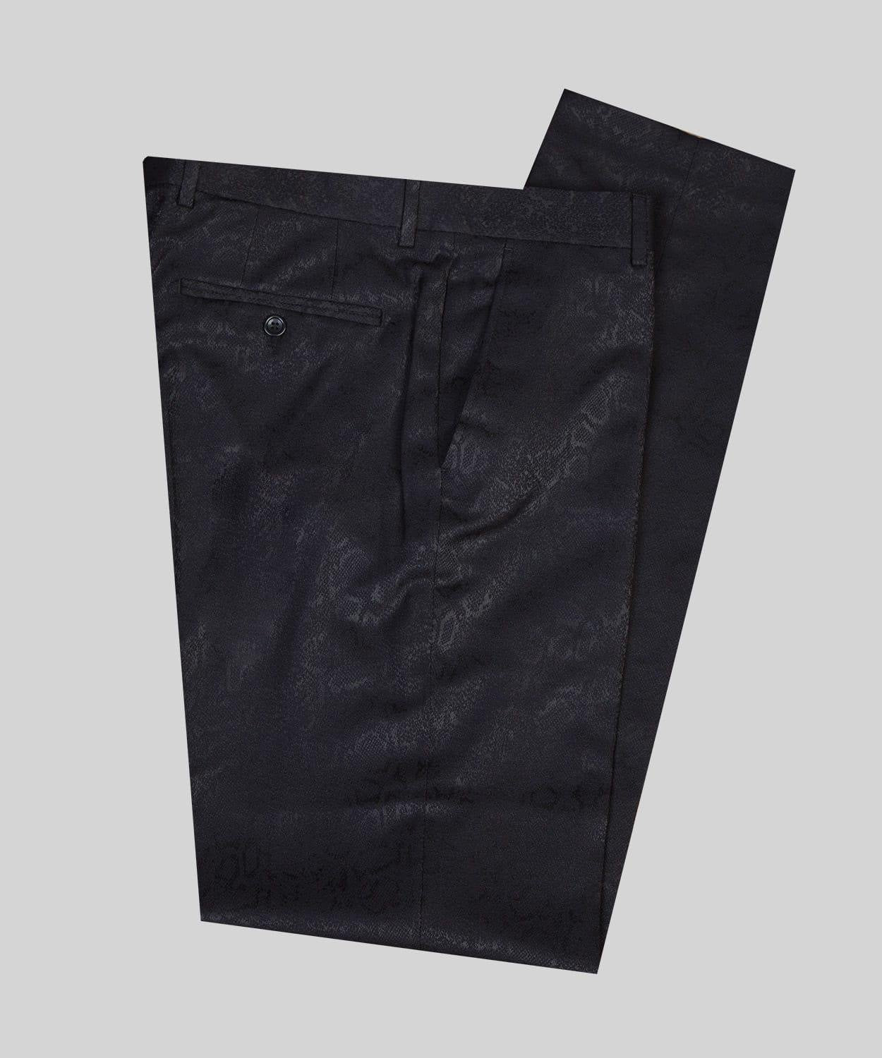 Ernesto Black Double Breasted Shawl Lapel Jacuqard Wedding Suit