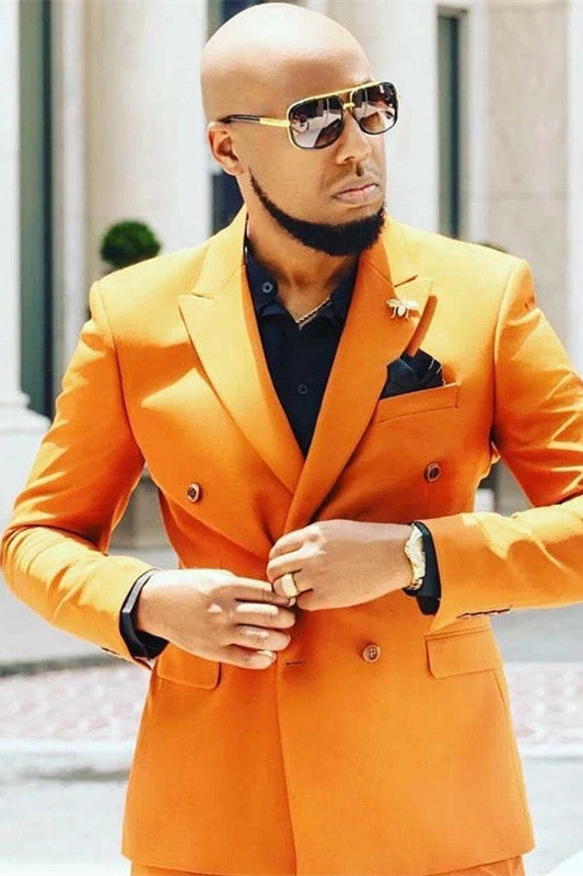 Shine in Style: Best Prom Suits for Guys with Orange Peaked Lapel