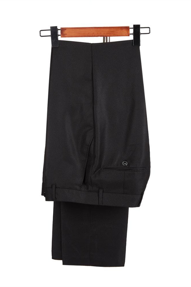 Black Men's Wedding Suit Groom Tuxedos - Classic Satin Peak Lapel Double Breasted
