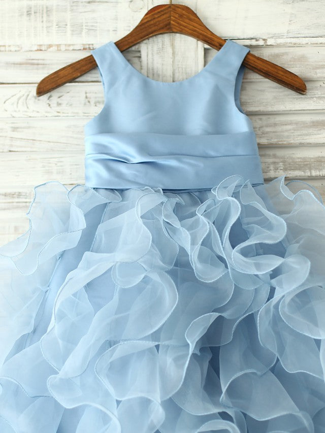 Beautiful Sleeveless Jewel Neck Floor Length Flower Girl Dresses in Organza With Sash and Ribbon Flower