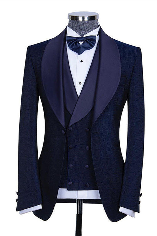 Skylar Dark Navy Three Pieces Slim Fit Wedding Suits for Men