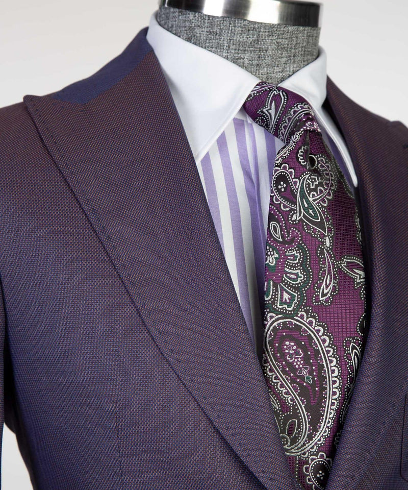 Eamonn Modern Dark Purple 3-Piece Peaked Lapel Men Suits for Business