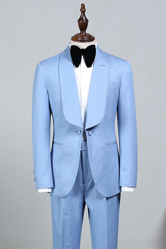 Bespoke Rock Sky Blue Wedding Suit for Bridegrooms