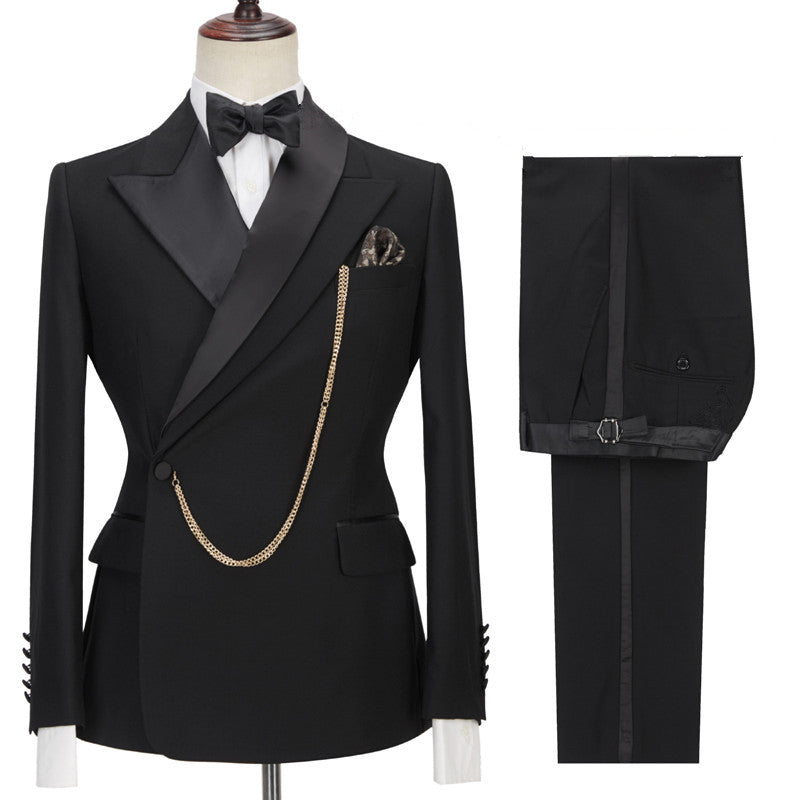 Fashion Wedding Suits for Groom - Black with Peaked Lapel
