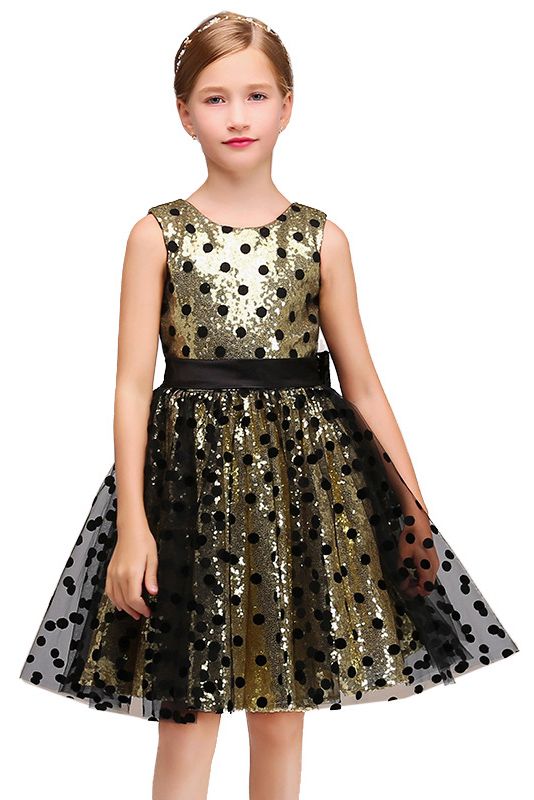 Beautiful Sleeveless Jewel Flower Girl Dress with Tulle and Sequins