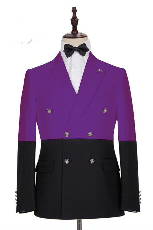 Handsome Peaked Lapel Purple Tux With Double Breasted for Weddings