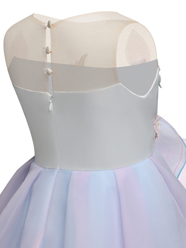 Princess Midi Party Dress Satin Tulle Embroidery & Appliques