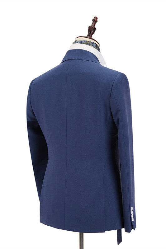 Dark Blue Groomsmen Outfits With Peaked Lapels For Sale