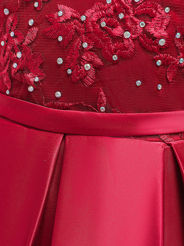 Gorgeous Long Sleeve Jewel Neck Flower Girl Dress with Tulle Satin Crystals and Lace Belt