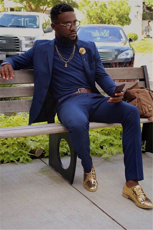 2 Pieces Best Wedding Suits for Groom 2020 - Dark Navy On Sale