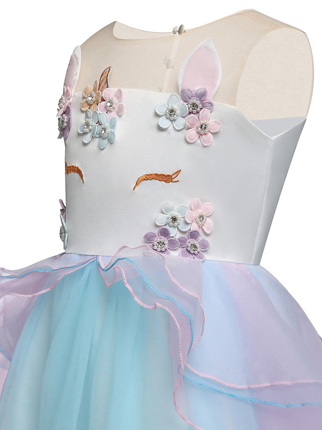 Princess Midi Party Dress Satin Tulle Embroidery & Appliques
