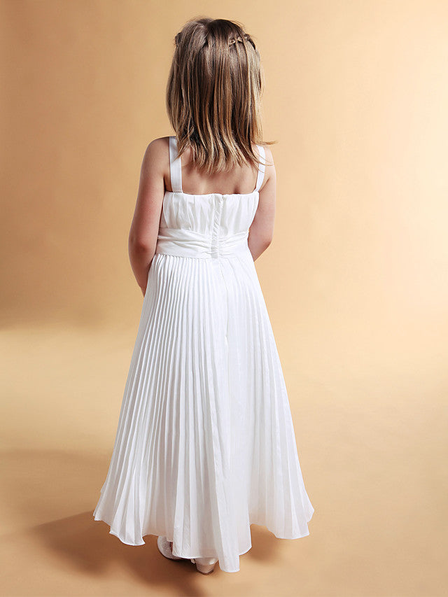 A-Line Square Neck Straps Floor-Length Flower Girl Dress Taffeta