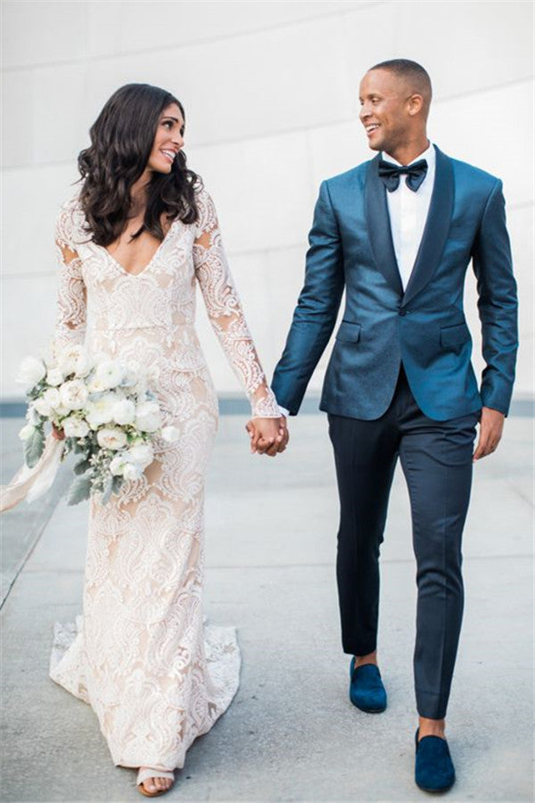 Handsome Dark Green Lapel Shawl Groom Tuxedo | Fashionable Fit Best Man Suit Wedding Mens Suit