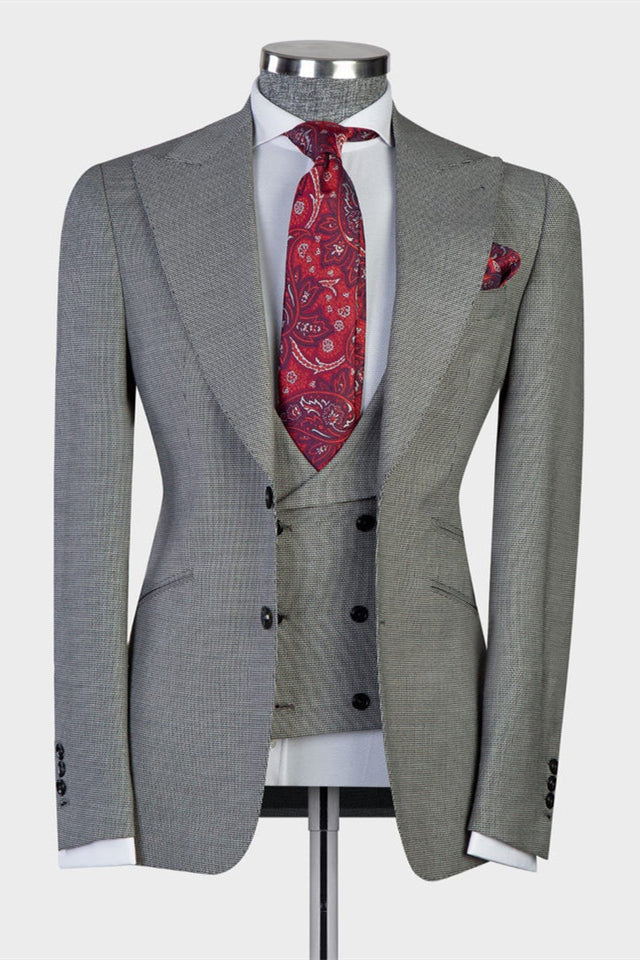 Eugene Latest Design Gray Peaked Lapel 3-Piece Men's Suits