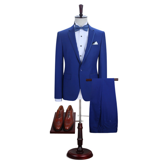 Royal Blue Abraham One Button Prom Suits - Slim Fit & Notched Lapel